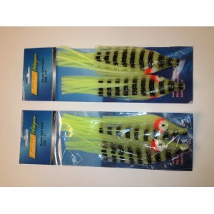 DSS008-P 7.5" Double Skirt Squid - Tiger Shrimp Glow 2pcs/pk