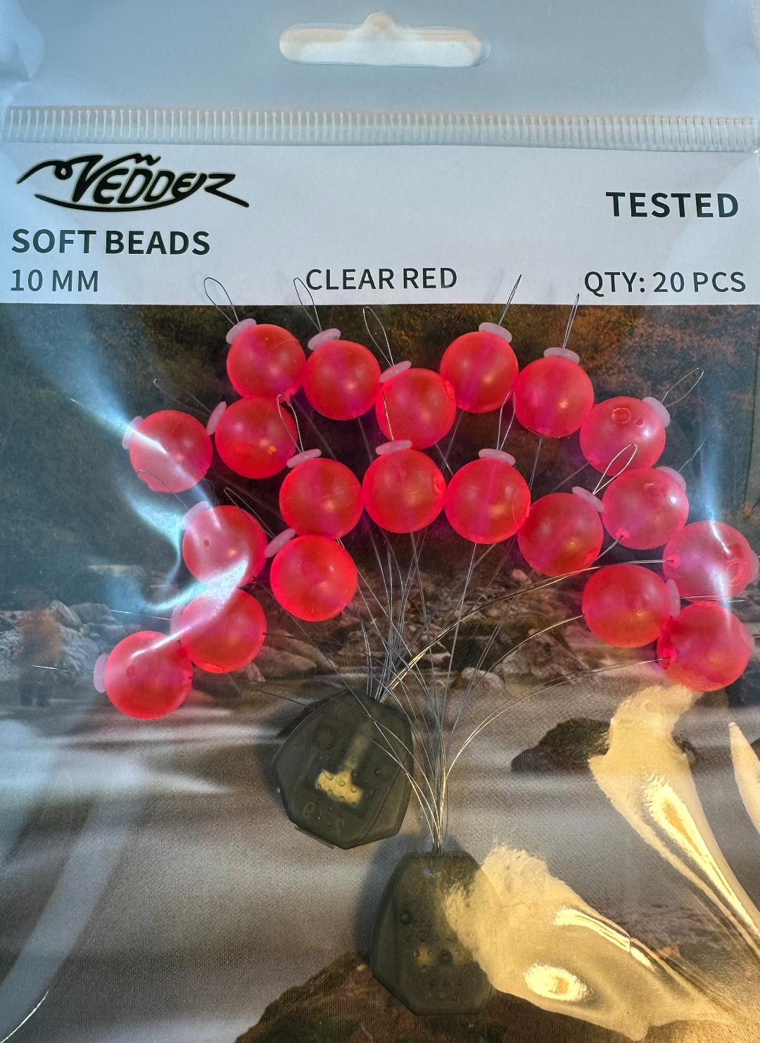 VSB-CR 10 Vedder10 mm Clear Red Soft Beads x20 with Stoppers x20