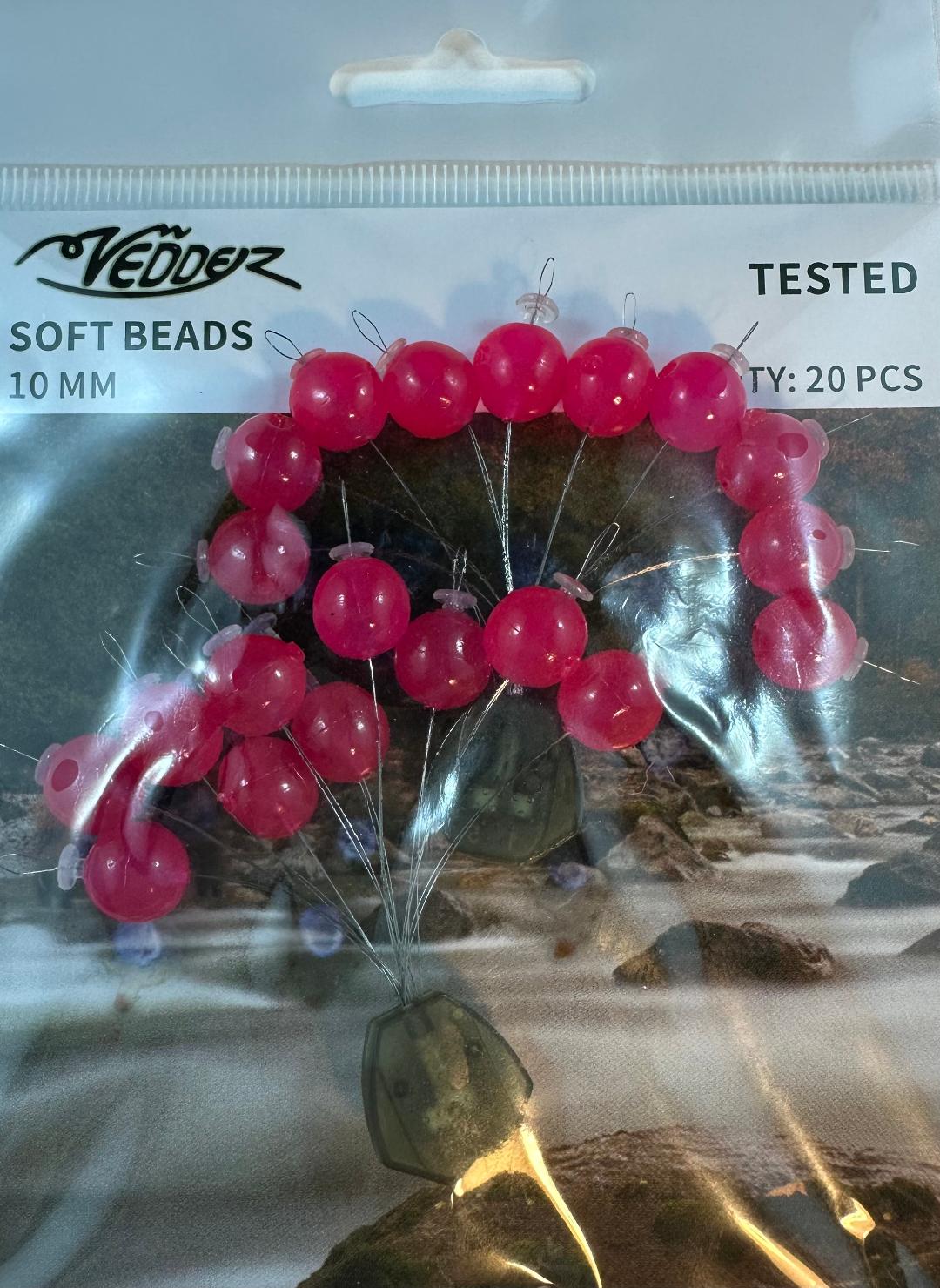 VSB-DP 10 Vedder 10 mm Dark Pink Soft Beads x 20 with Stoppers x 20
