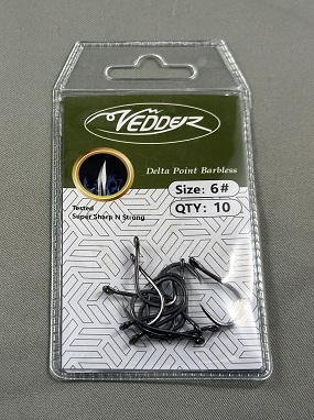 DeltaP10-6 Vedder Delta Point Barbless Black ＃6 10-Pack